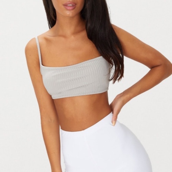 PrettyLittleThing Tops - Pretty Little Thing Gray Open Back Crop Top